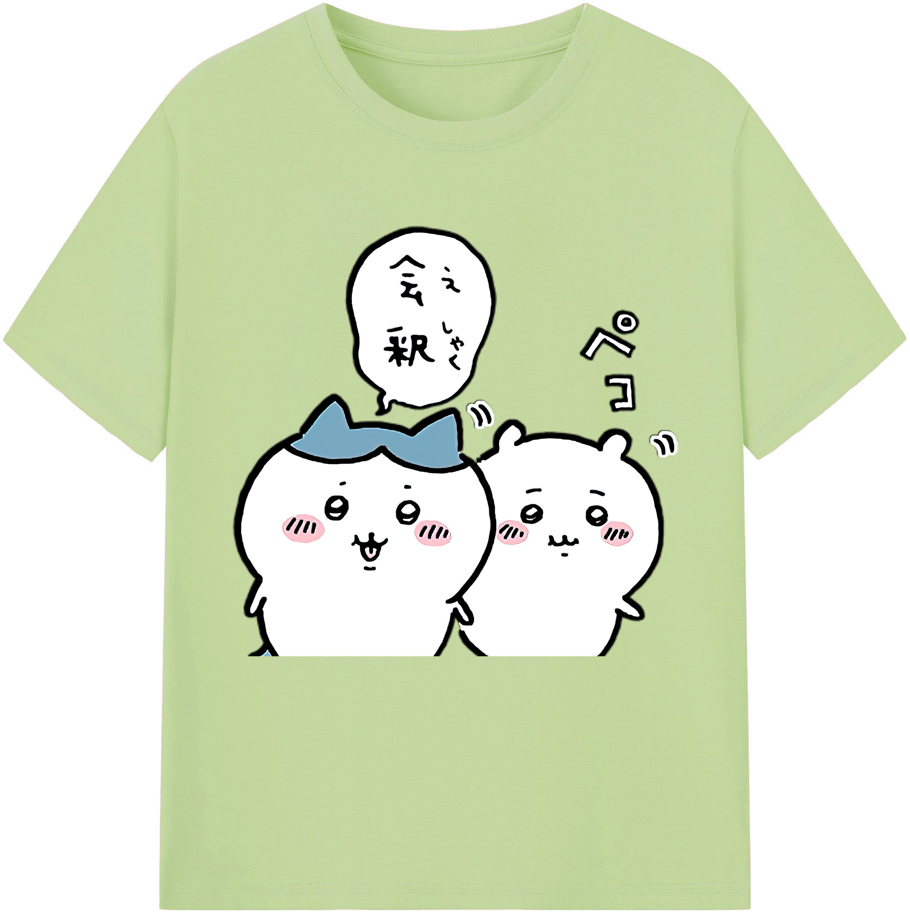 （画像用） ちいかわ ハチワレ Chii-kawa hachiware 綿100％半袖Tシャツ（フロントプリント）